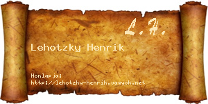 Lehotzky Henrik névjegykártya